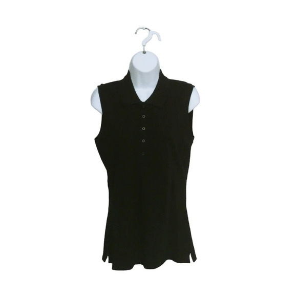 PURE by Alfred Sung Tennis/Sports Top Black Half Buttons Close S  NWT - Picture 1 of 7